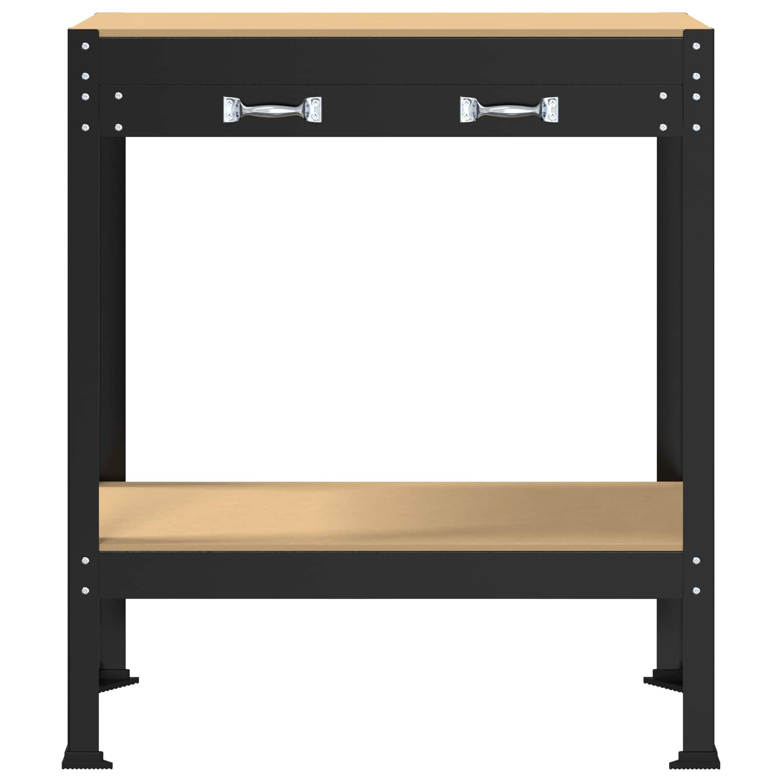vidaXL Werkbank mit Regal Schwarz 80 x 40 x 91 cm Sperrholz und Metall