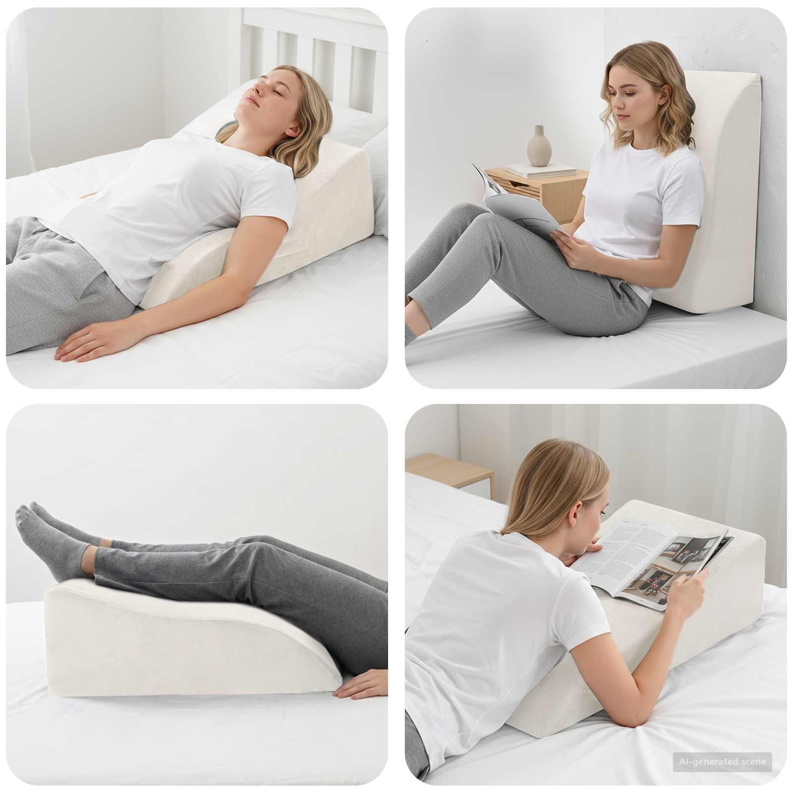 vidaXL Beinkissen Weiß 68 x 41 x 24 cm PU-Schaum