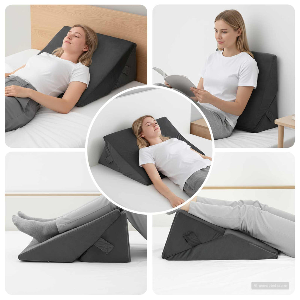 vidaXL Keil Kopfkissen Grau 55 x 55 x 26 cm Viscoschaum