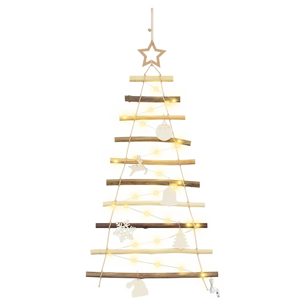vidaXL Weihnachtsbaum mit 30 LEDs Natur 90 cm Massives Eschenholz