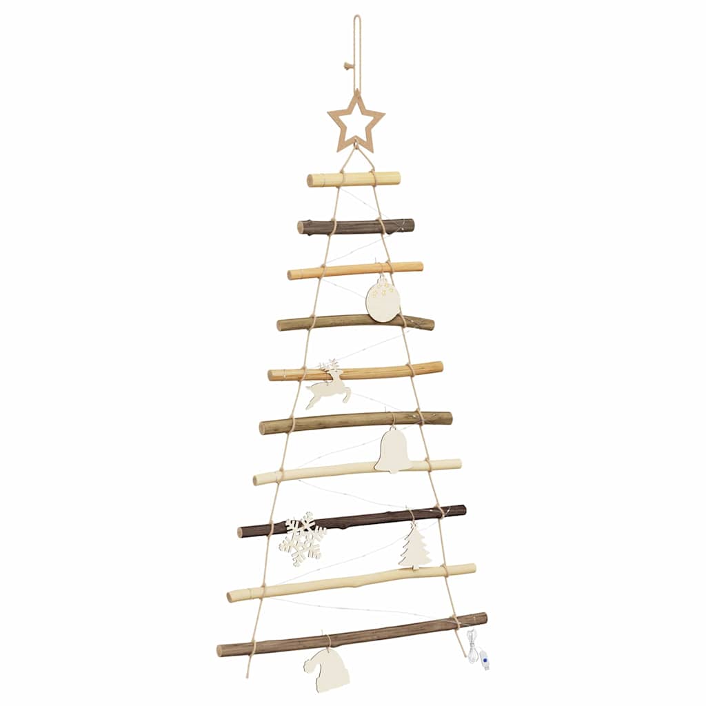 vidaXL Weihnachtsbaum mit 30 LEDs Natur 90 cm Massives Eschenholz