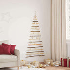 vidaXL Weihnachtsbaum mit 80 LEDs Natur 150 cm Massives Eschenholz