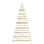 vidaXL Weihnachtsbaum mit 80 LEDs Natur 150 cm Massives Eschenholz