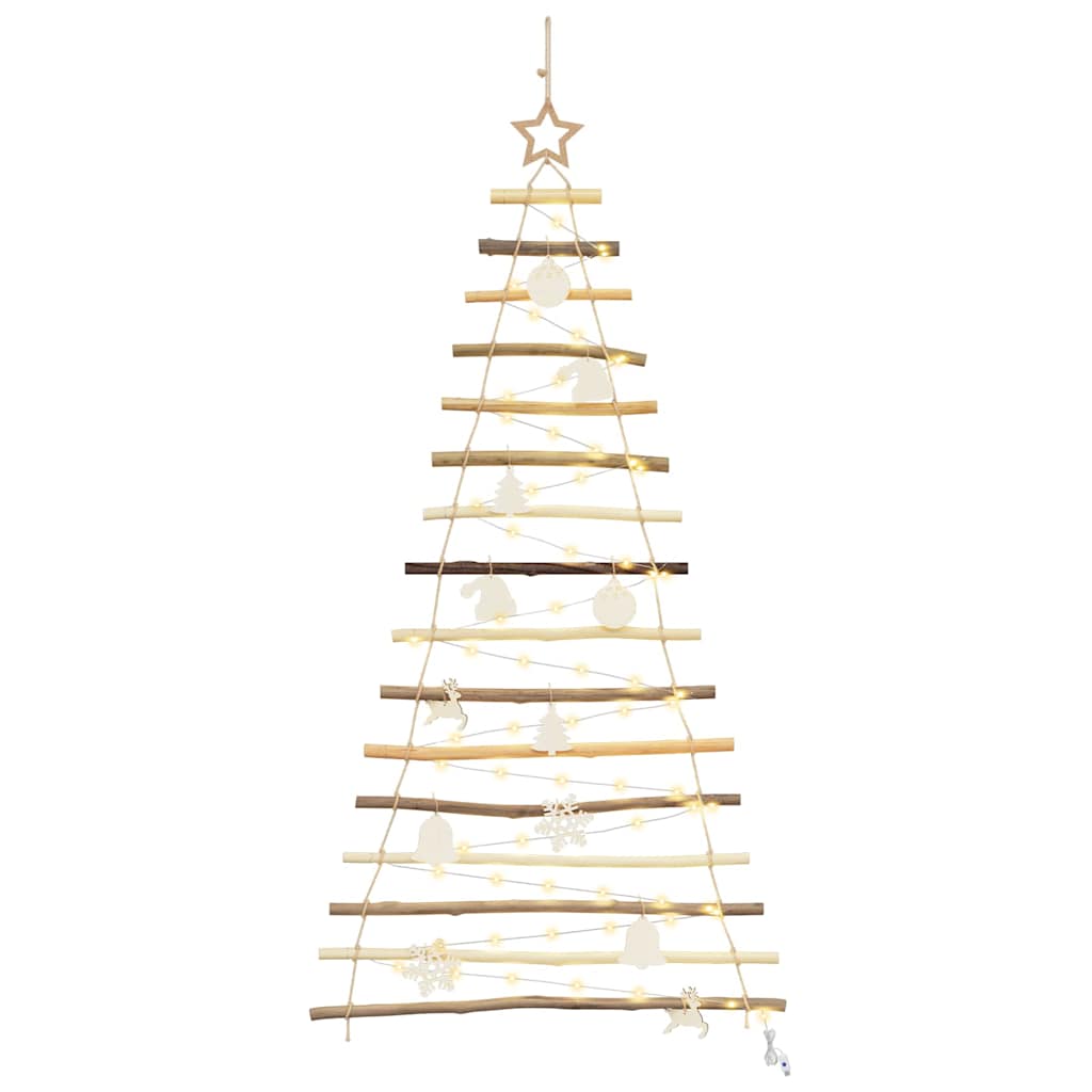 vidaXL Weihnachtsbaum mit 80 LEDs Natur 150 cm Massives Eschenholz