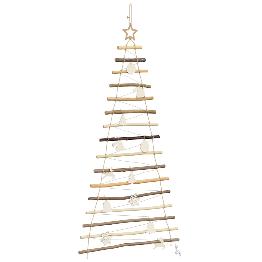 vidaXL Weihnachtsbaum mit 80 LEDs Natur 150 cm Massives Eschenholz