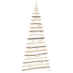 vidaXL Weihnachtsbaum mit 80 LEDs Natur 150 cm Massives Eschenholz