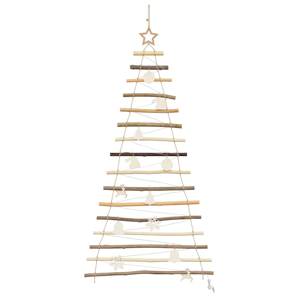 vidaXL Weihnachtsbaum mit 80 LEDs Natur 150 cm Massives Eschenholz