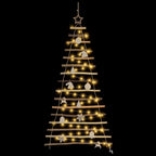 vidaXL Weihnachtsbaum mit 80 LEDs Natur 150 cm Massives Eschenholz