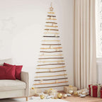 vidaXL Weihnachtsbaum mit 130 LEDs Natur 210 cm Massives Eschenholz