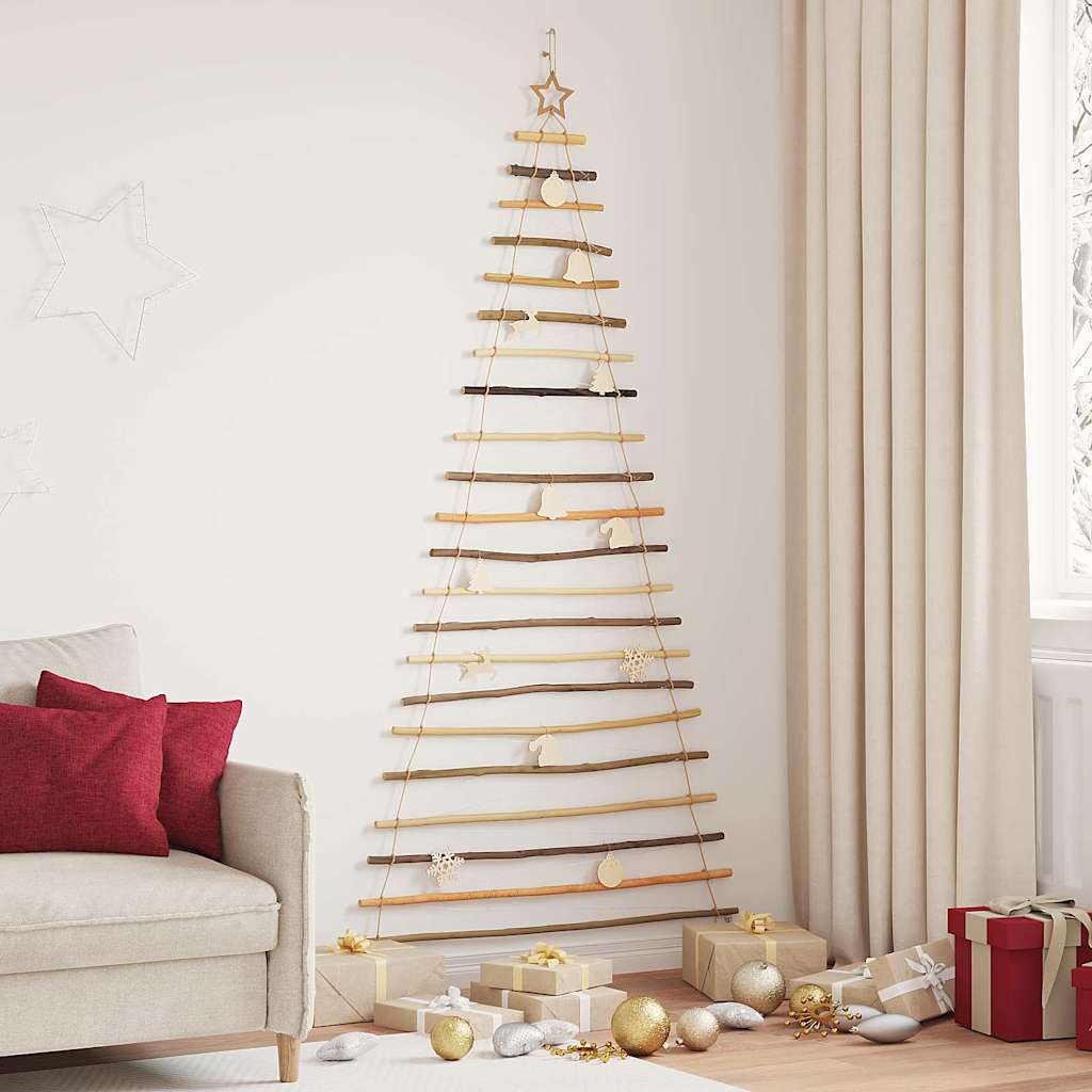 vidaXL Weihnachtsbaum mit 130 LEDs Natur 210 cm Massives Eschenholz