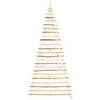 vidaXL Weihnachtsbaum mit 130 LEDs Natur 210 cm Massives Eschenholz