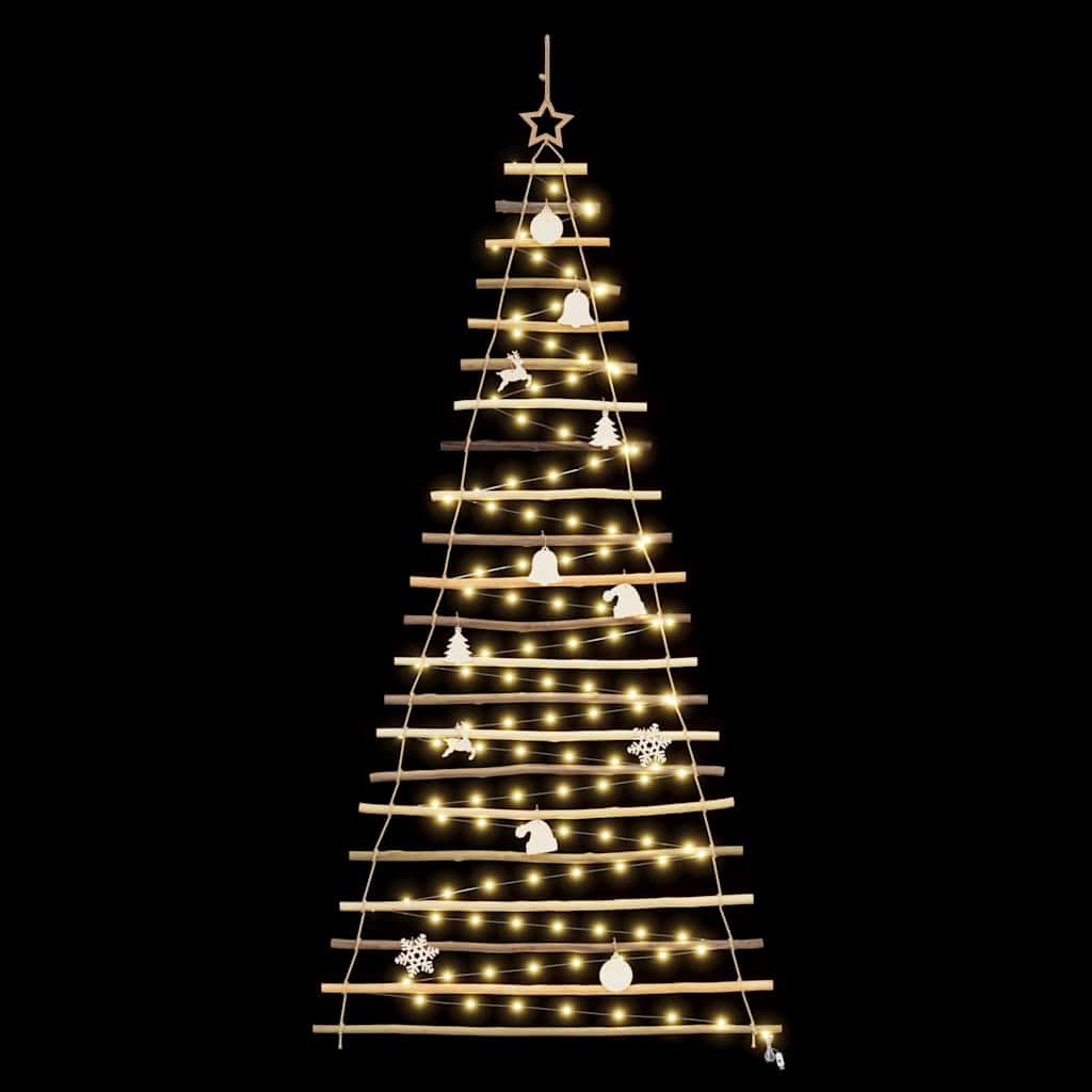 vidaXL Weihnachtsbaum mit 130 LEDs Natur 210 cm Massives Eschenholz
