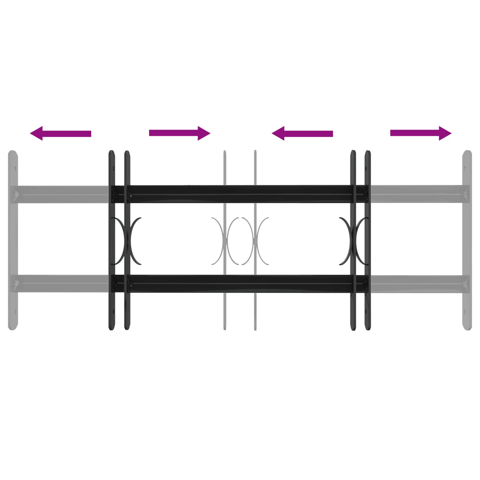 vidaXL Fenstergitter 76 x 30 cm Pulverbeschichteter Stahl Schwarz