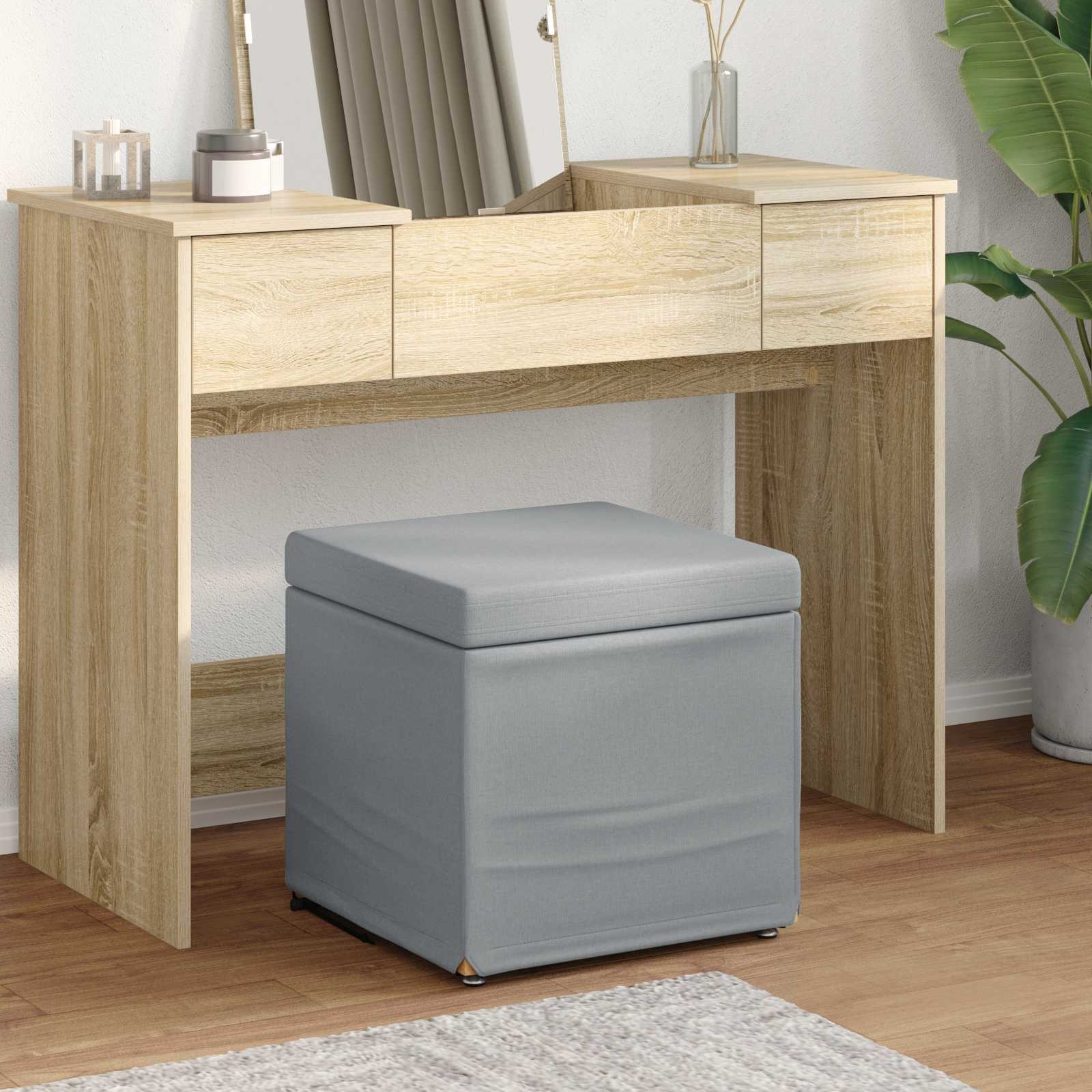 vidaXL Hocker Hellgrau 41 x 41 x 40 cm Stoff und Pressholz