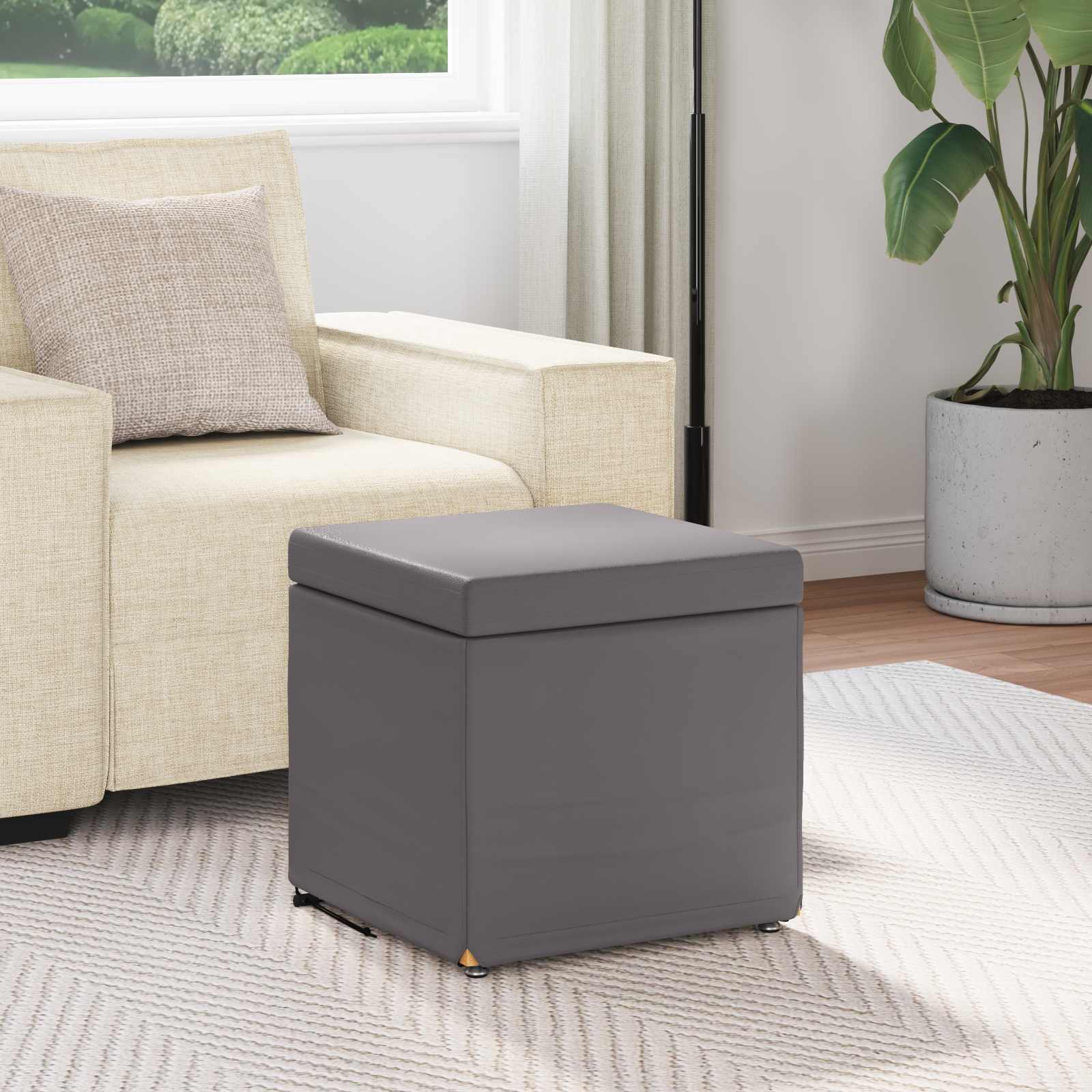 vidaXL Hocker Grau 41 x 41 x 40 cm Kunstleder und Engineering Holz