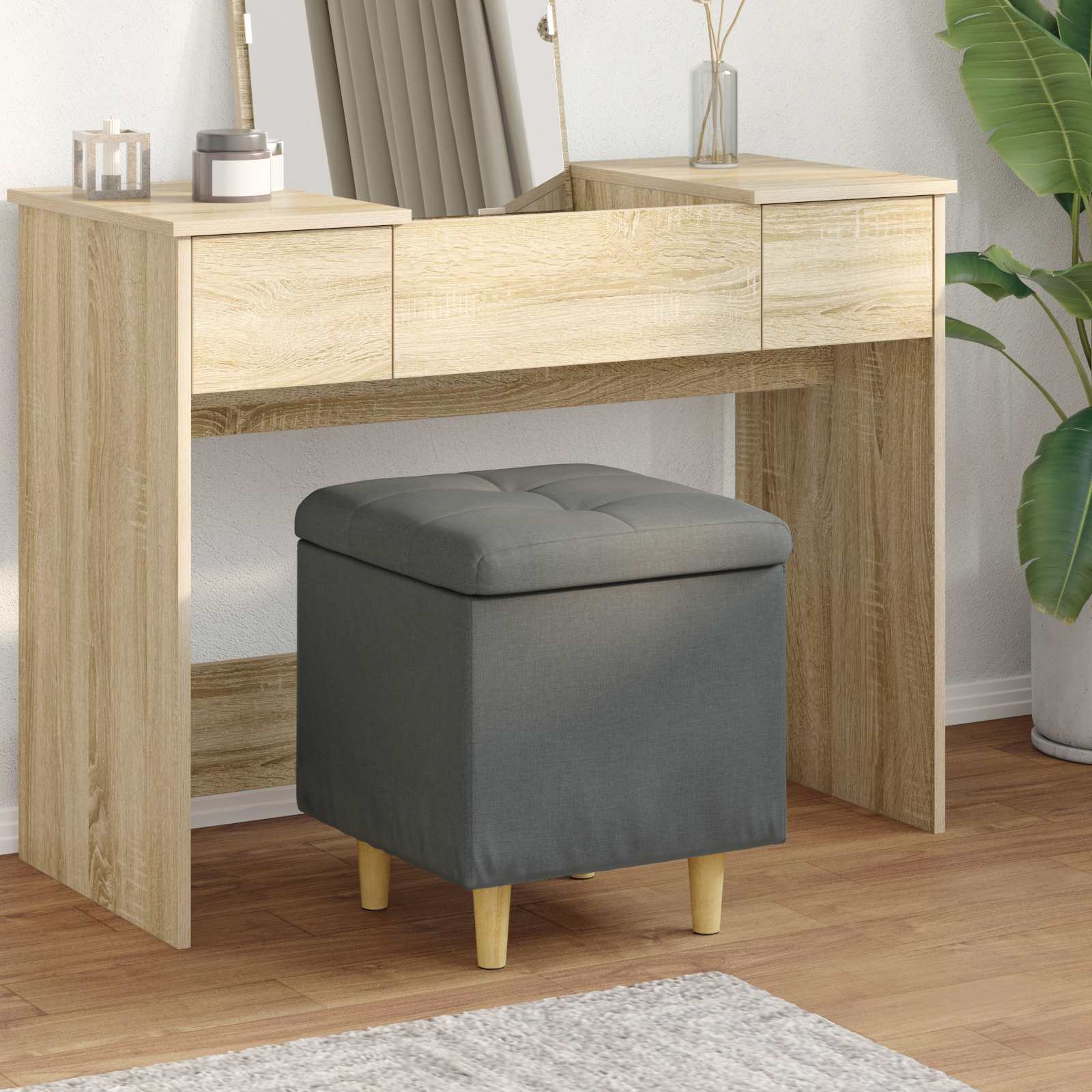 vidaXL Aufbewahrungsottomane Dunkelgrau 40 x 40 x 45 cm Stoff