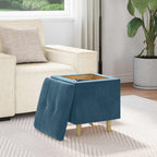 vidaXL Aufbewahrungsottomane mit Kissen Blau 40 x 40 x 45 cm Samt