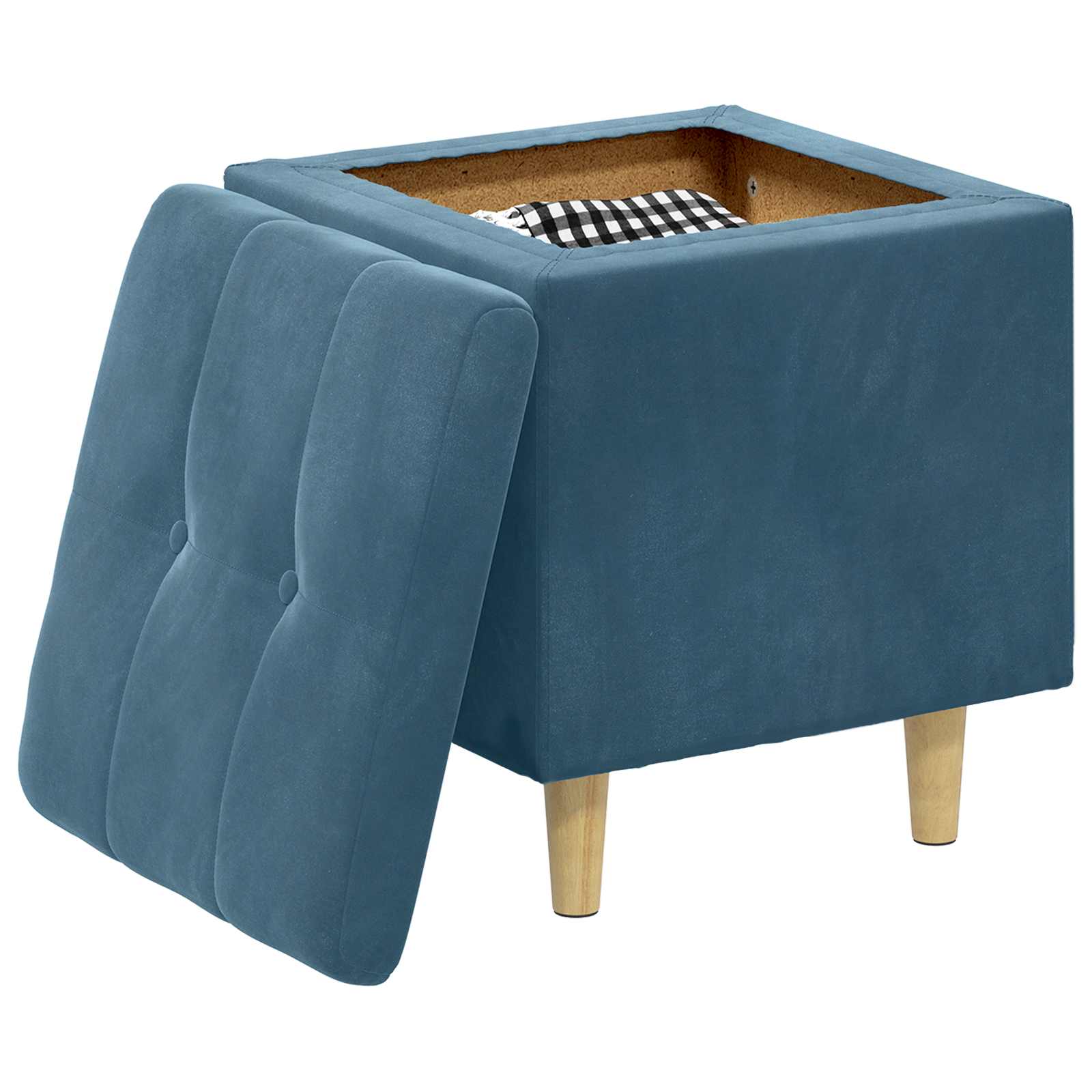 vidaXL Aufbewahrungsottomane mit Kissen Blau 40 x 40 x 45 cm Samt