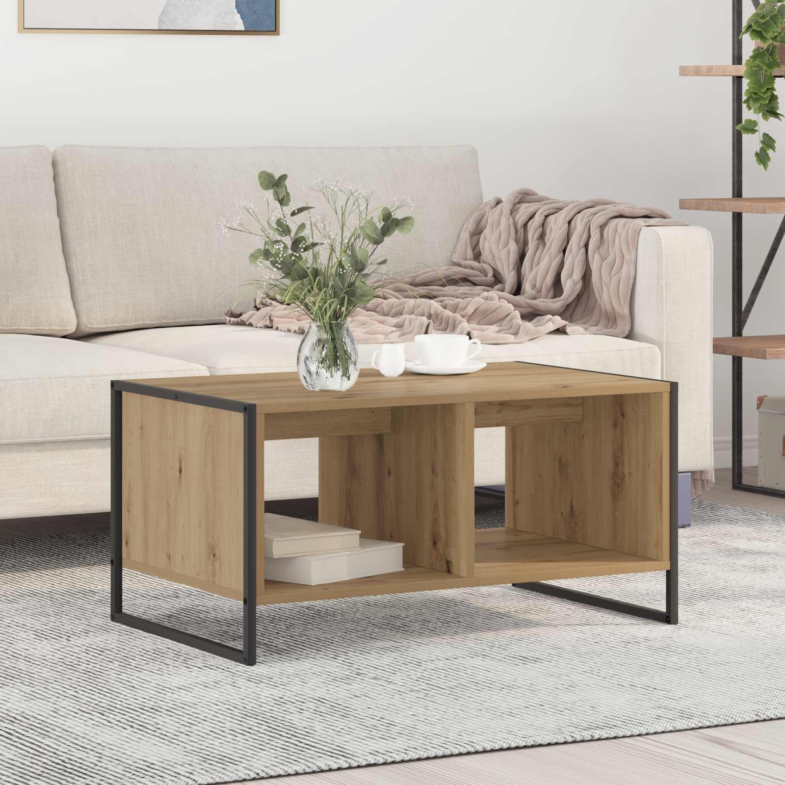 vidaXL Couchtisch Kunsthandwerk Eiche 80 x 50 x 40 cm Holzwerkstoff