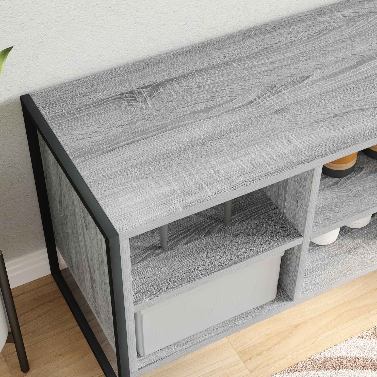 vidaXL Schuhschrank Graues Sonoma 100 x 35 x 44 cm Holzwerkstoff