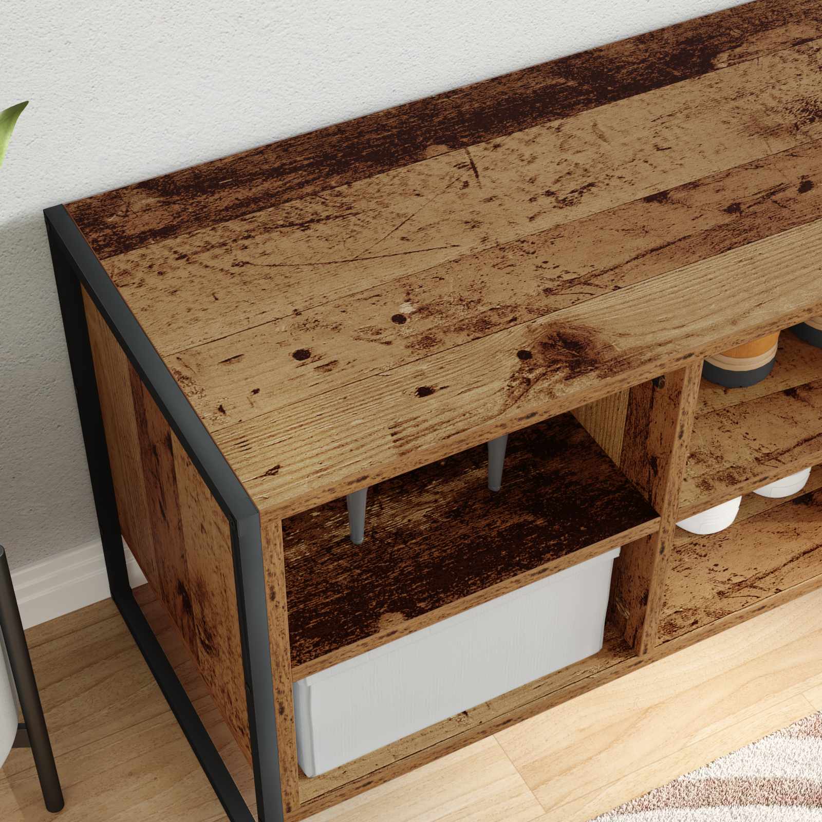 vidaXL Schuhschrank mit Speicher Altholz 60 x 35 x 44 cm Holzwerkstoff