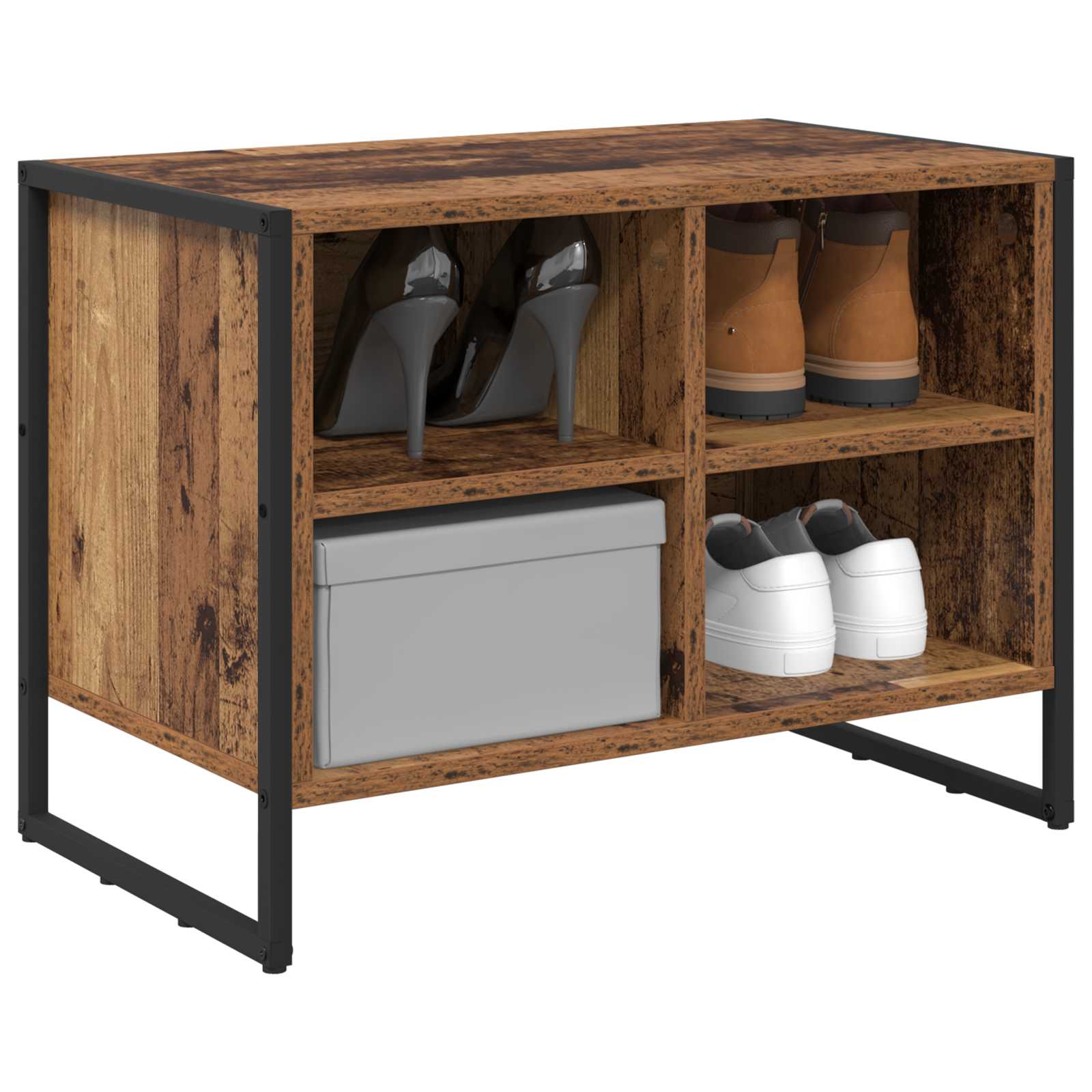 vidaXL Schuhschrank mit Speicher Altholz 60 x 35 x 44 cm Holzwerkstoff