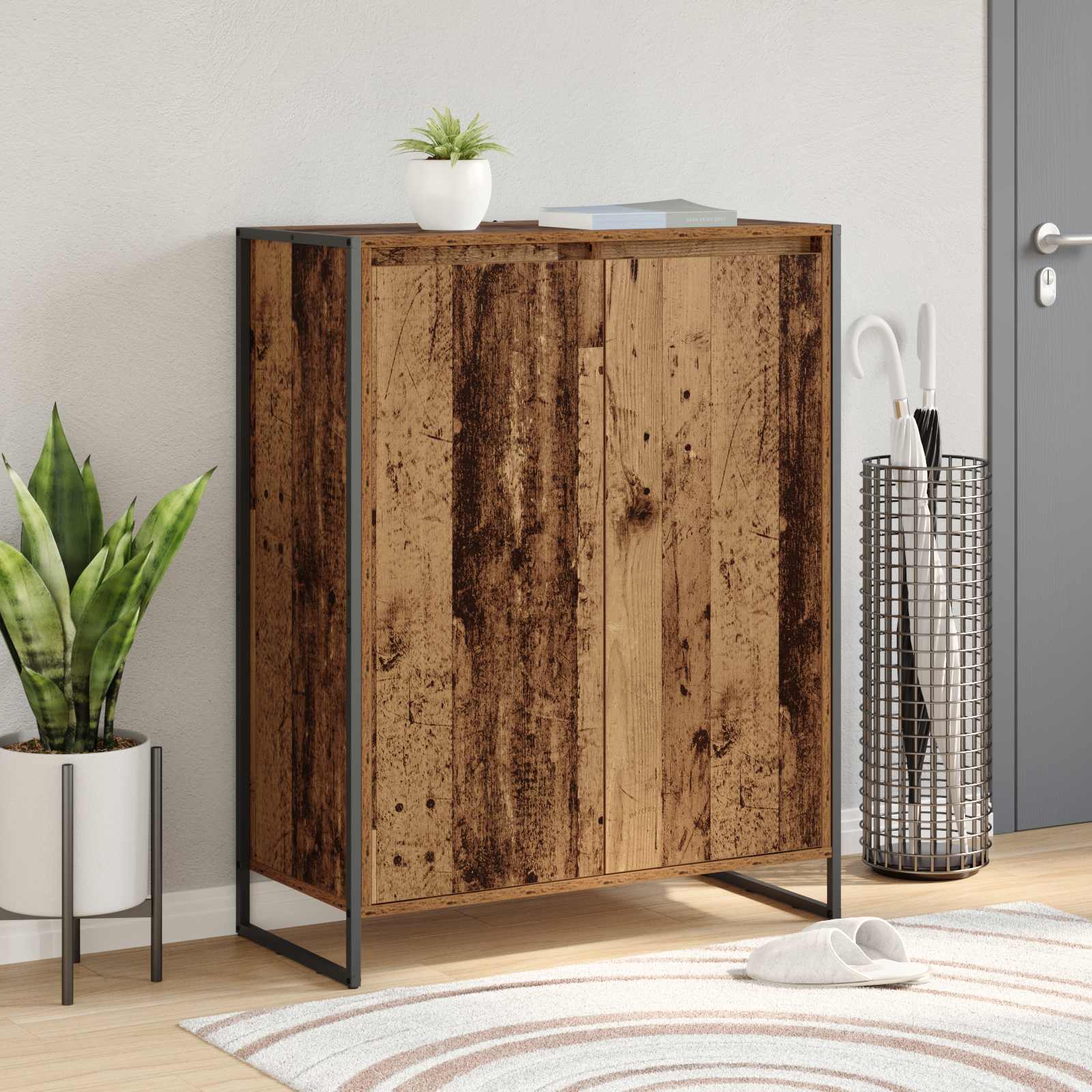 vidaXL Schuhschrank mit Tür Altholz 79 x 36 x 100 cm Holzwerkstoff