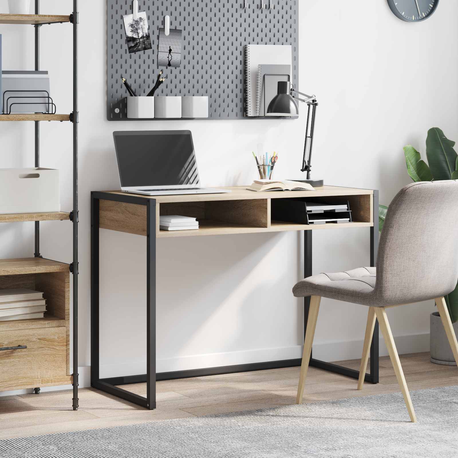 vidaXL Schreibtisch mit Speicher Sonoma 100 x 50 x 75 cm Holzwerkstoff