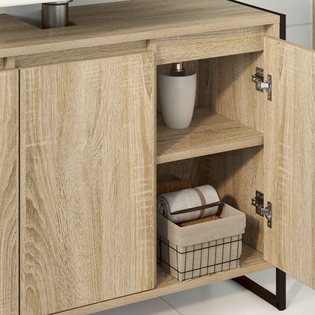 vidaXL Badezimmerschrank mit Tür Sonoma 90 x 30 x 60 cm Holzwerkstoff