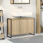 vidaXL Badezimmerschrank mit Tür Sonoma 90 x 30 x 60 cm Holzwerkstoff