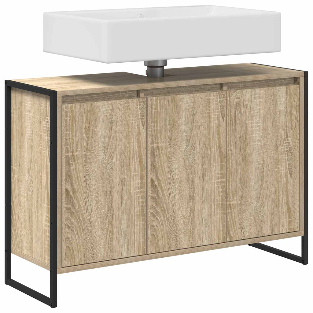 vidaXL Badezimmerschrank mit Tür Sonoma 90 x 30 x 60 cm Holzwerkstoff