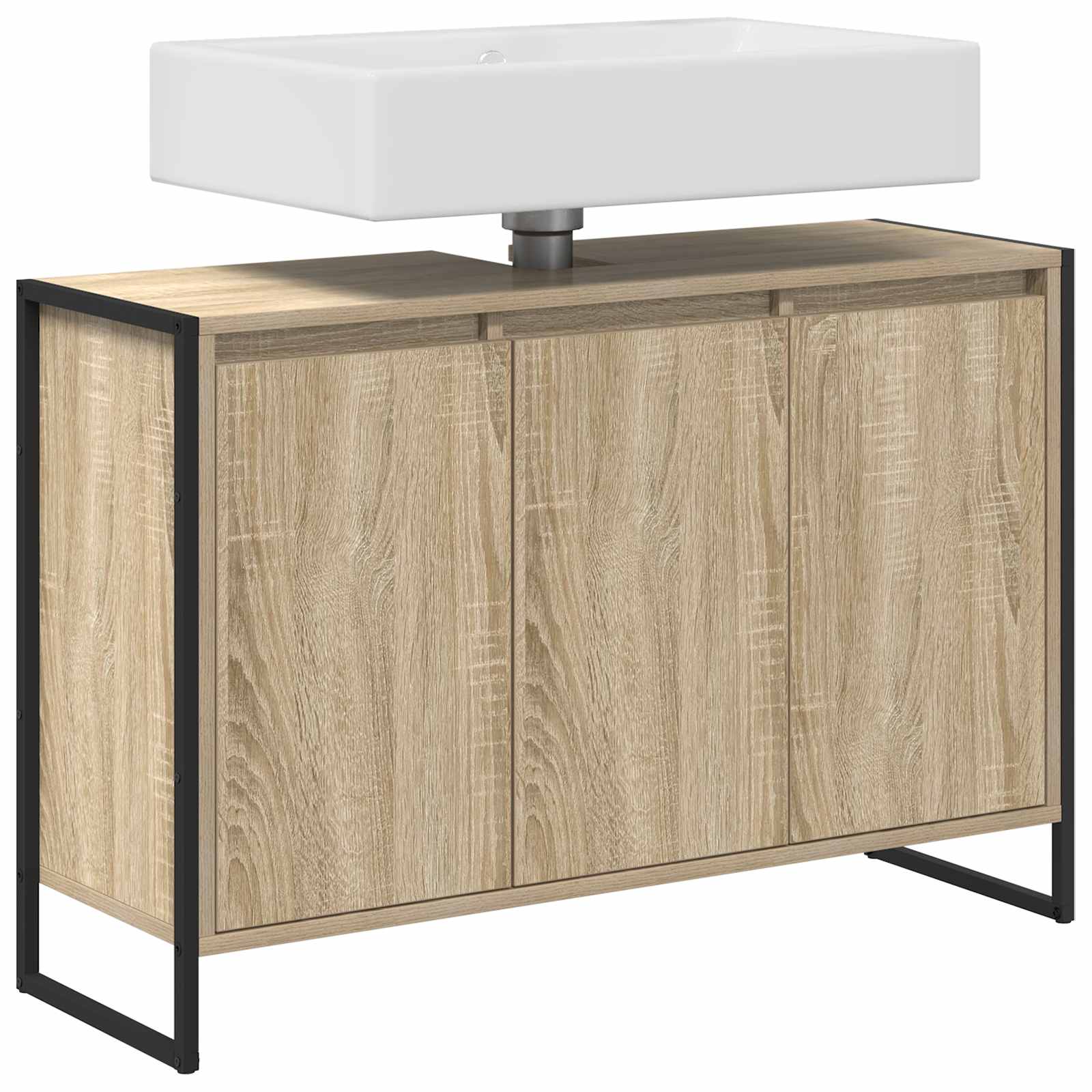 vidaXL Badezimmerschrank mit Tür Sonoma 90 x 30 x 60 cm Holzwerkstoff