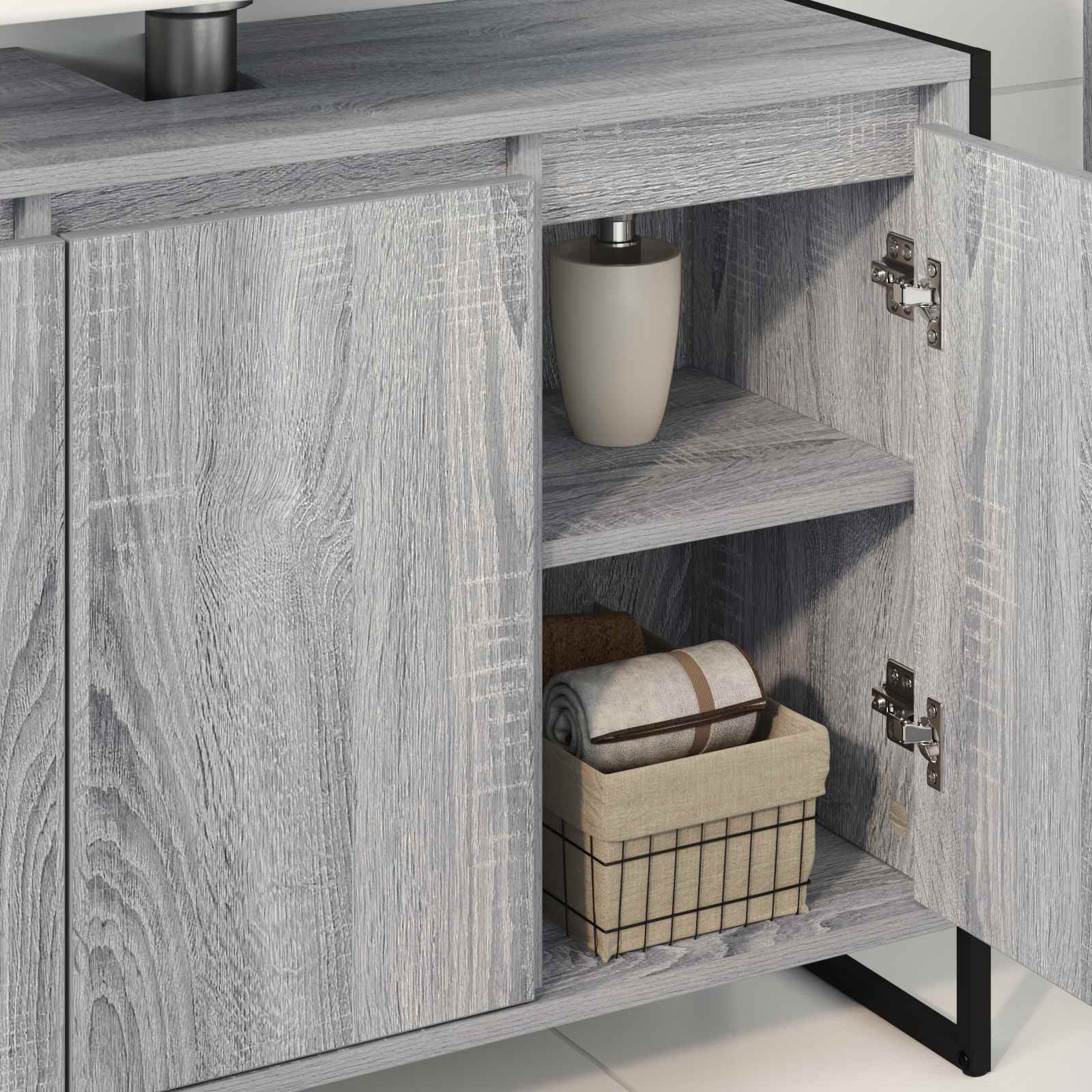 vidaXL Badezimmerschrank Graues Sonoma 90 x 30 x 60 cm Holzwerkstoff