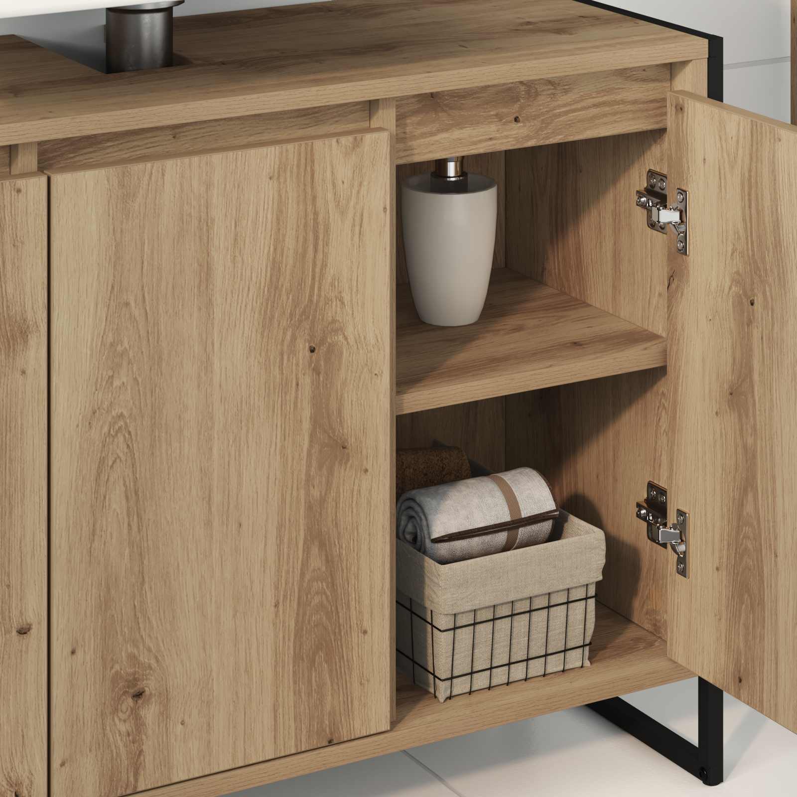 vidaXL Badezimmerschrank mit Tür Kunsthandwerk Eiche 90 x 30 x 60 cm