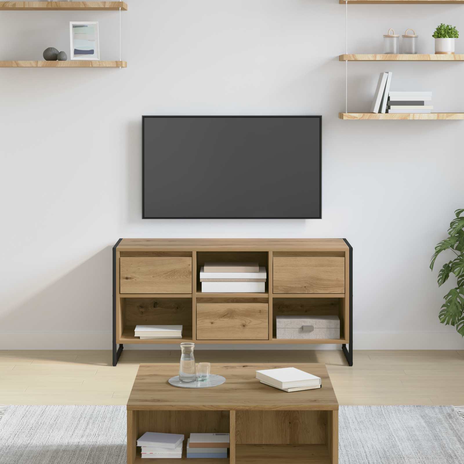 vidaXL TV-Schränk Kunsthandwerk Eiche 100 x 36 x 49,5 cm Holzwerkstoff
