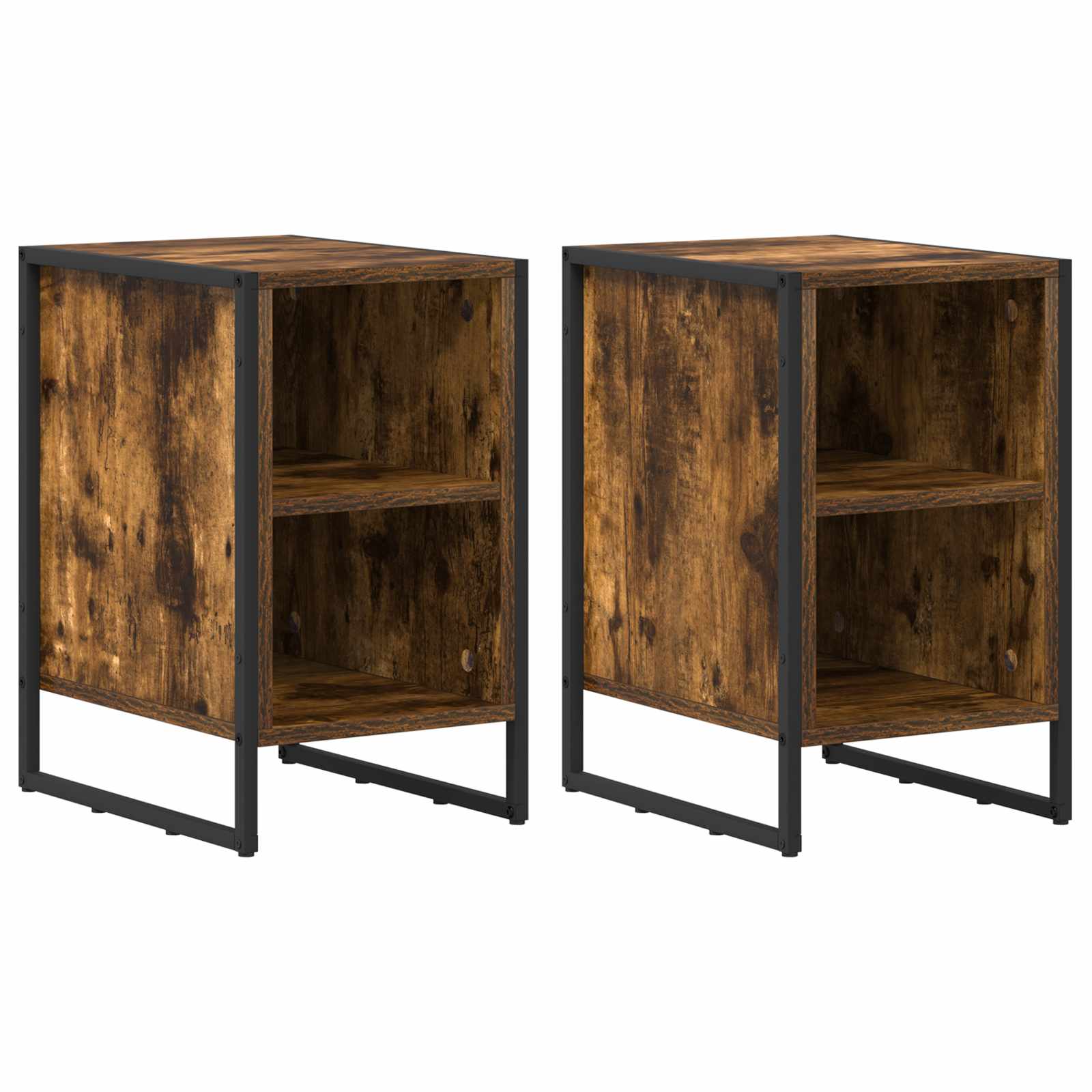 vidaXL Nachttisch 2 pcs Rauches Eiche 39,5 x 30 x 50 cm Holzwerkstoff
