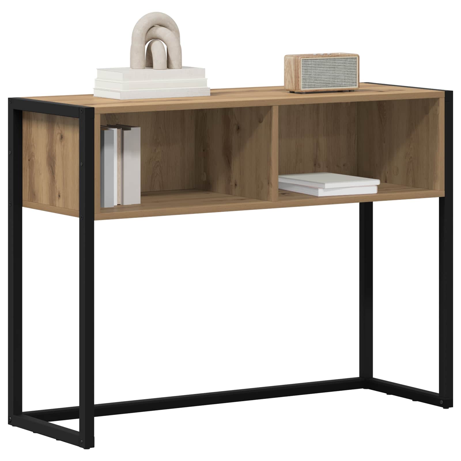 vidaXL Beistelltisch mit Speicher Kunsthandwerk Eiche 100 x 36 x 75 cm