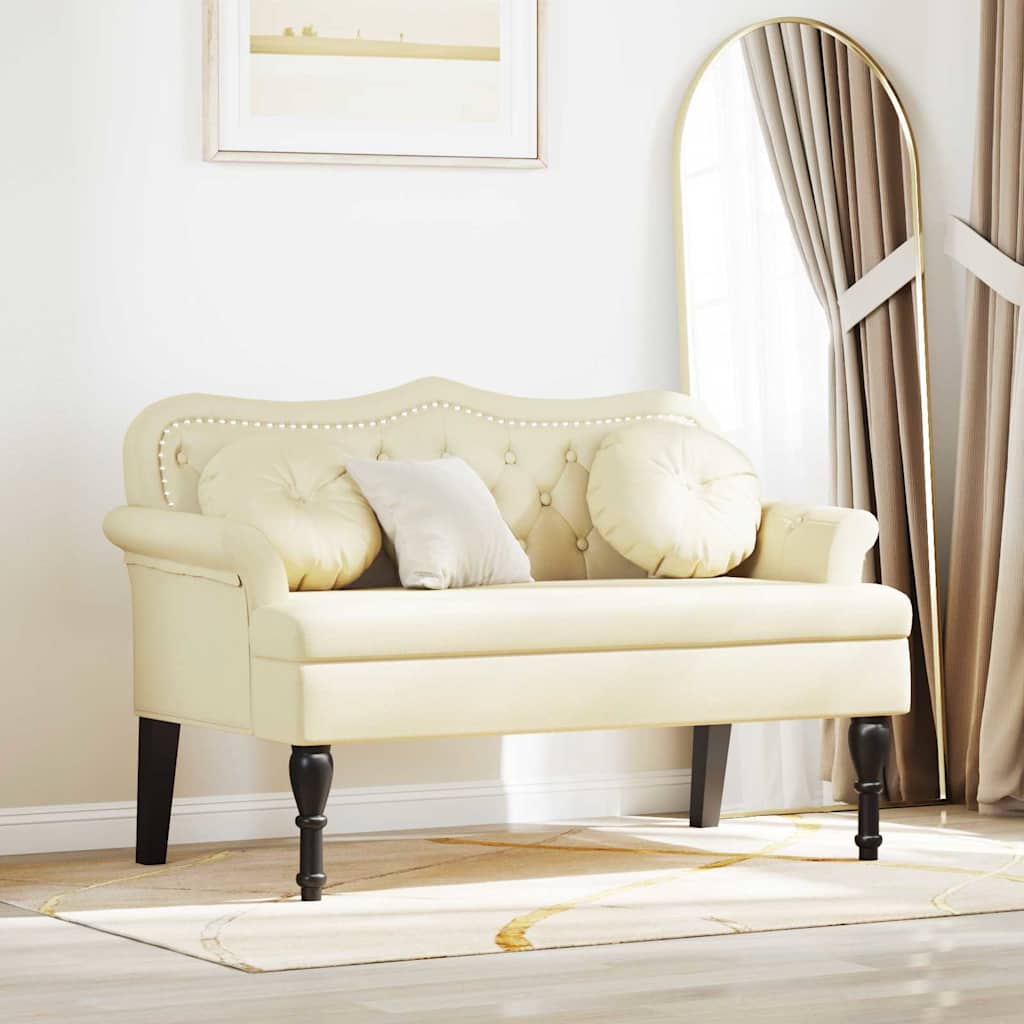 vidaXL Chesterfield Bank Creme 120,5 x 65 x 75 cm Kunstleder
