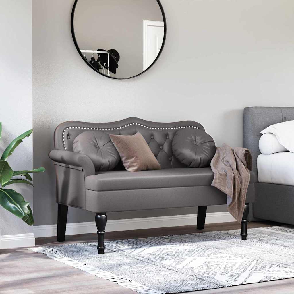 vidaXL Chesterfield Bank mit Kissen Grau 120,5 x 65 x 75 cm Kunstleder