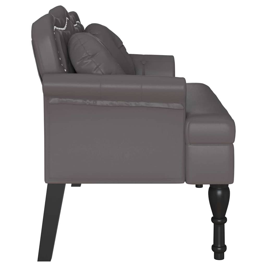 vidaXL Chesterfield Bank mit Kissen Grau 120,5 x 65 x 75 cm Kunstleder