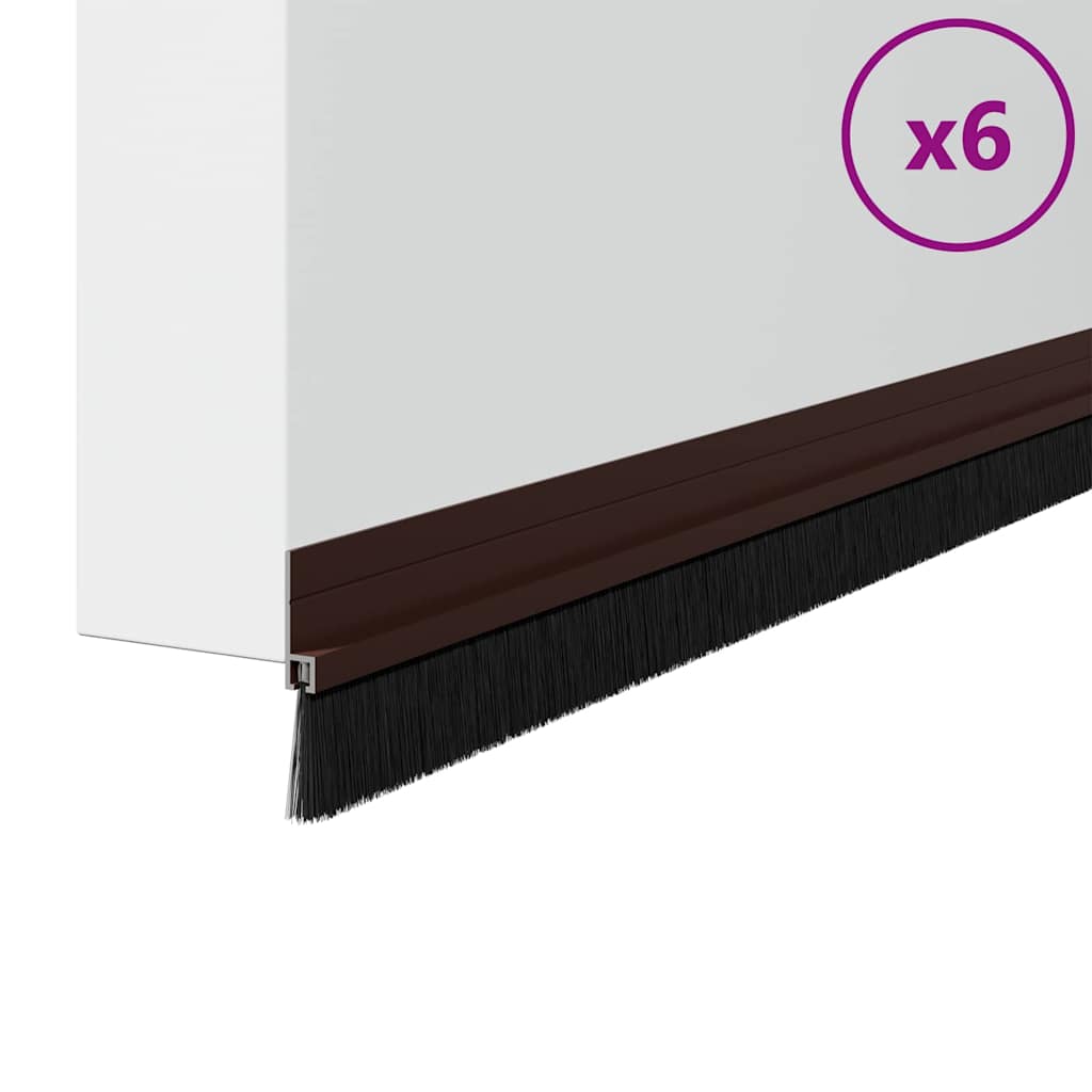vidaXL Selbstklebende Türbürstendichtungen 6 pcs Braun 100 cm