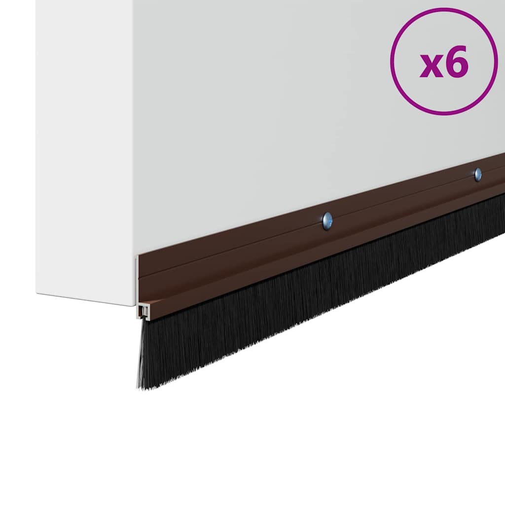 vidaXL Aufsteck Türbürstendichtungen 6 pcs Braun 100 cm