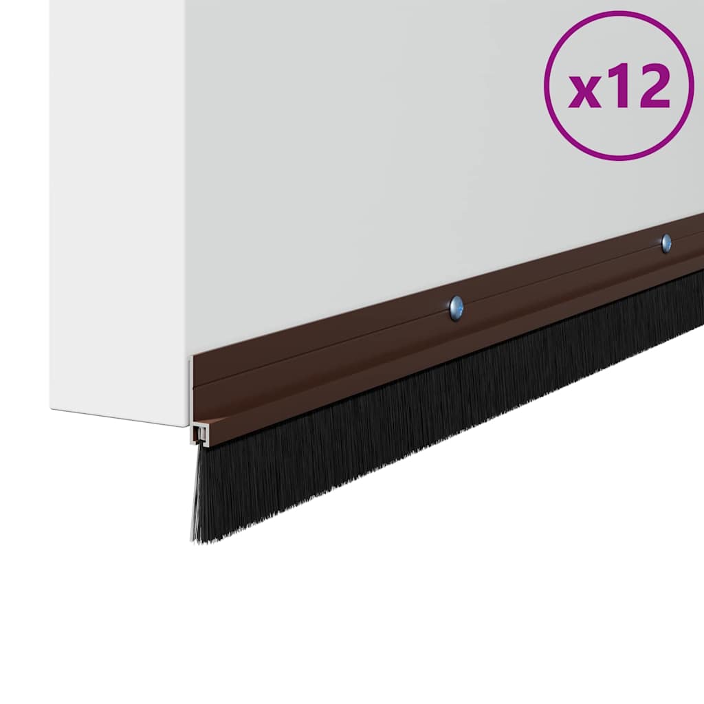 vidaXL Aufsteck Türbürstendichtungen 12 pcs Braun 100 cm