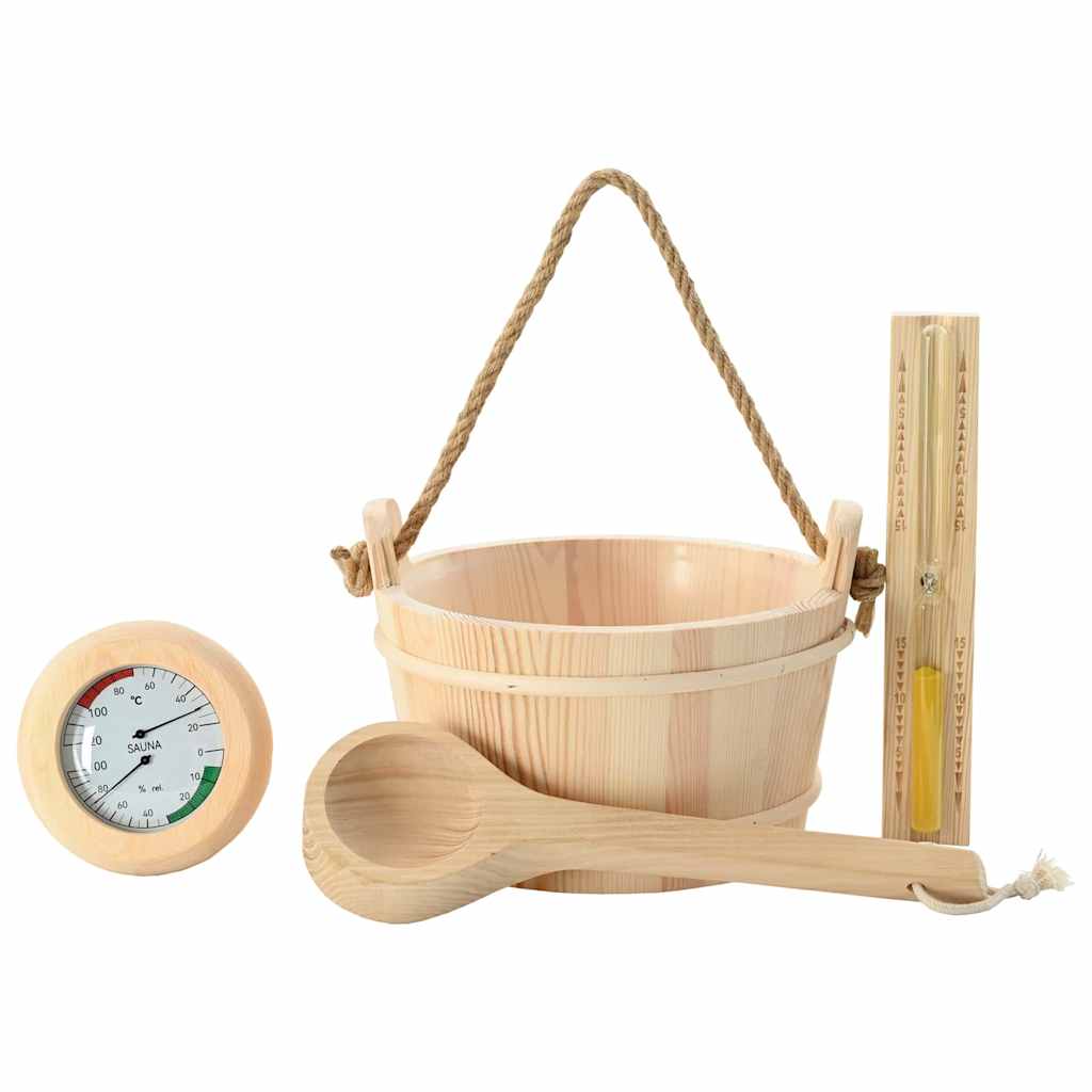 vidaXL Sauna Zubehör Set 4 pcs Braun Massives Kiefernholz und Hanf