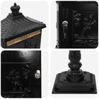 vidaXL Stehender Briefkasten mit Speicher Schwarz 42,5 x 29,5 x 117 cm