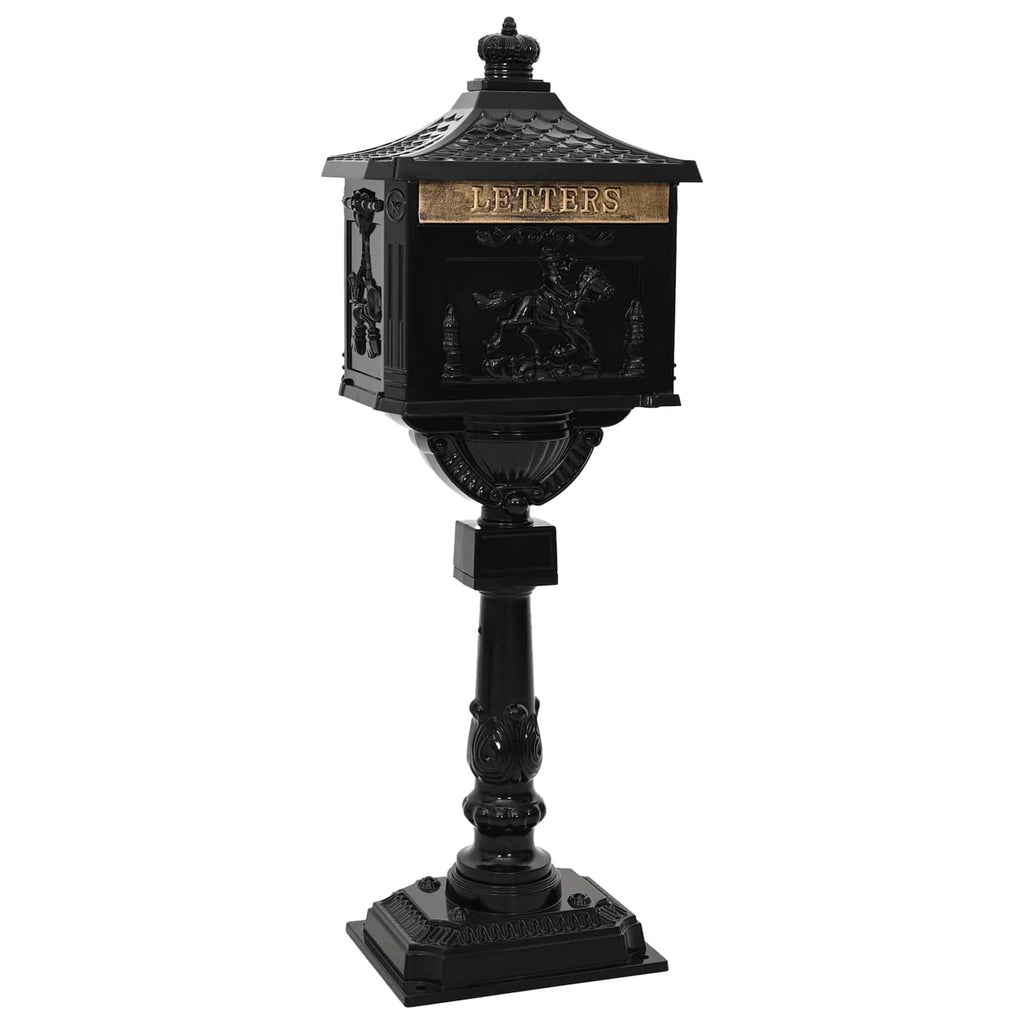 vidaXL Stehender Briefkasten mit Speicher Schwarz 42,5 x 29,5 x 117 cm