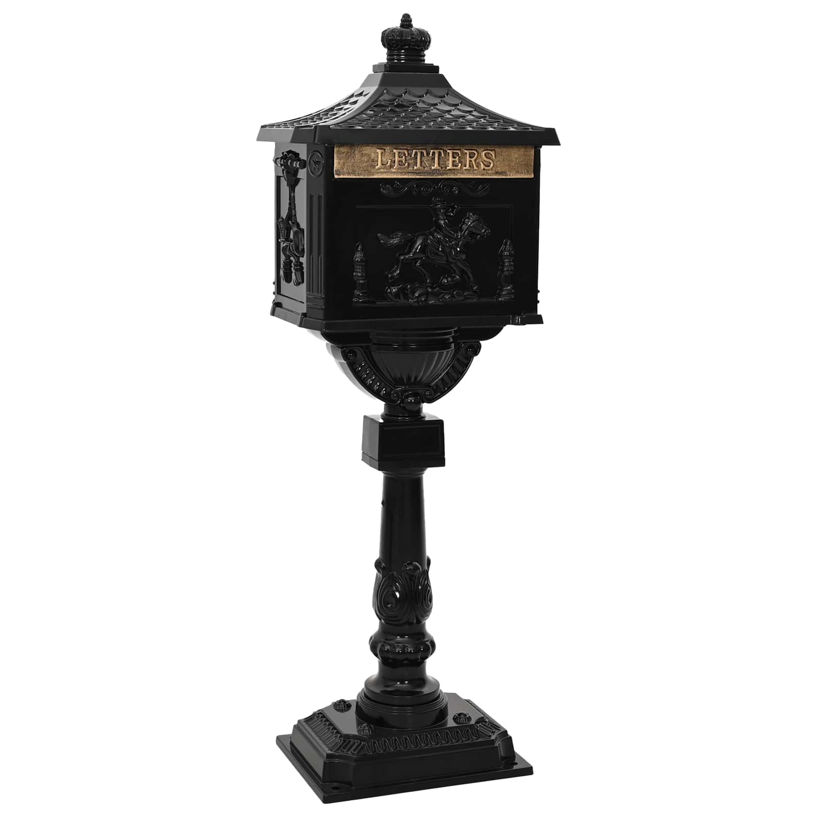 vidaXL Stehender Briefkasten mit Speicher Schwarz 42,5 x 29,5 x 117 cm
