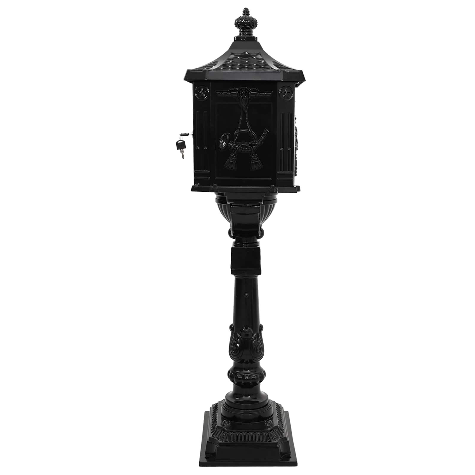 vidaXL Stehender Briefkasten mit Speicher Schwarz 42,5 x 29,5 x 117 cm