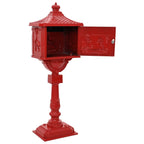 vidaXL Stehender Briefkasten Rot 42,5 x 29,5 x 117 cm Gussaluminium