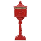 vidaXL Stehender Briefkasten Rot 42,5 x 29,5 x 117 cm Gussaluminium